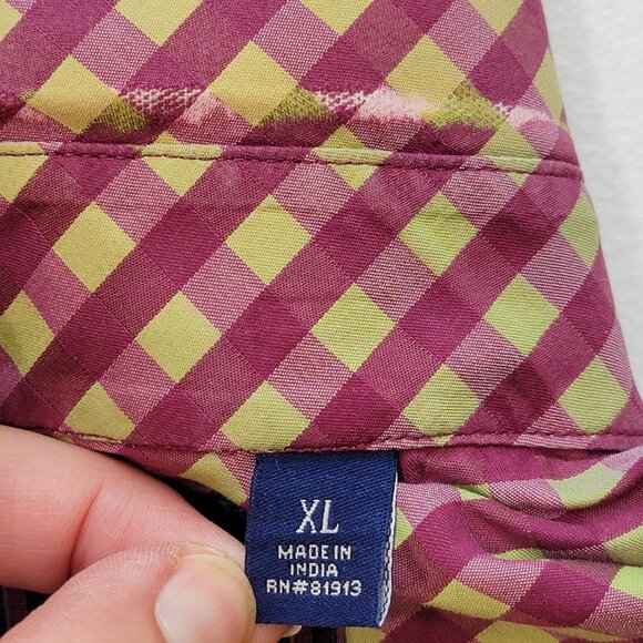 Robert Graham Mens Contrast Cuff Colorful Button Up Shirt Purple Plaid Size XL - Picture 8 of 11